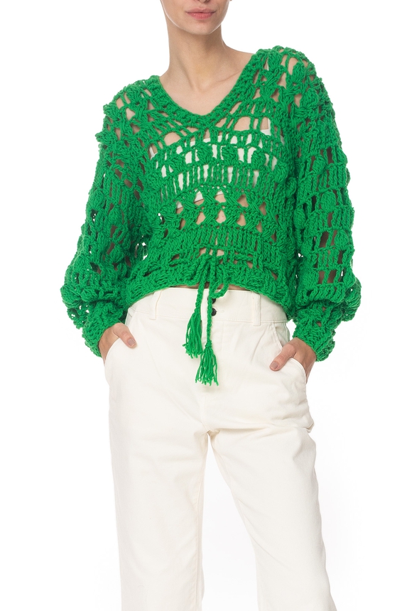 Blusa Crochê Verde - DG73863 Curadoria Dress & Go