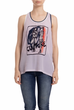 Blusa Manga Curta Seda Estampado