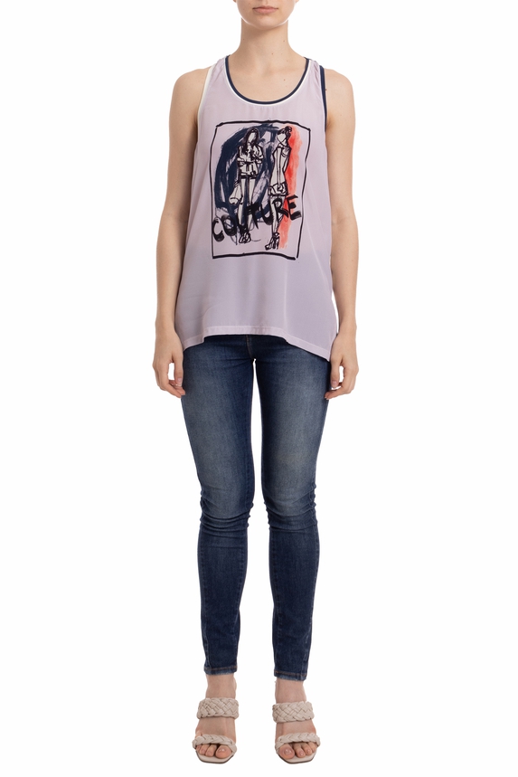 Blusa Manga Curta Seda Estampado - DG29122 Animale