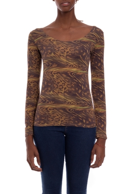 Blusa Manga Longa Viscose Estampado