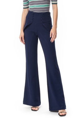 Calça Flare Crepe Azul