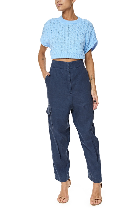 Calça Linho Azul - DG76112 Le Lis Blanc