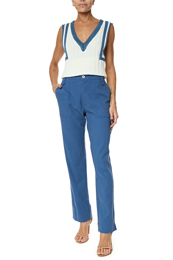 Calça Linho Azul - DG76114 Curadoria Dress & Go