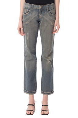 Calça Reta Algodão Azul