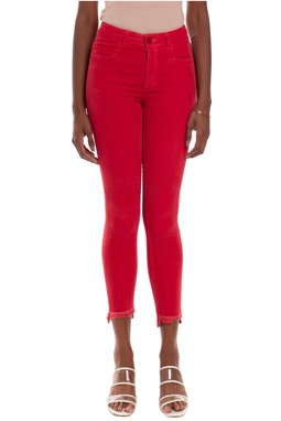 Calça Skinny Algodão Vermelho