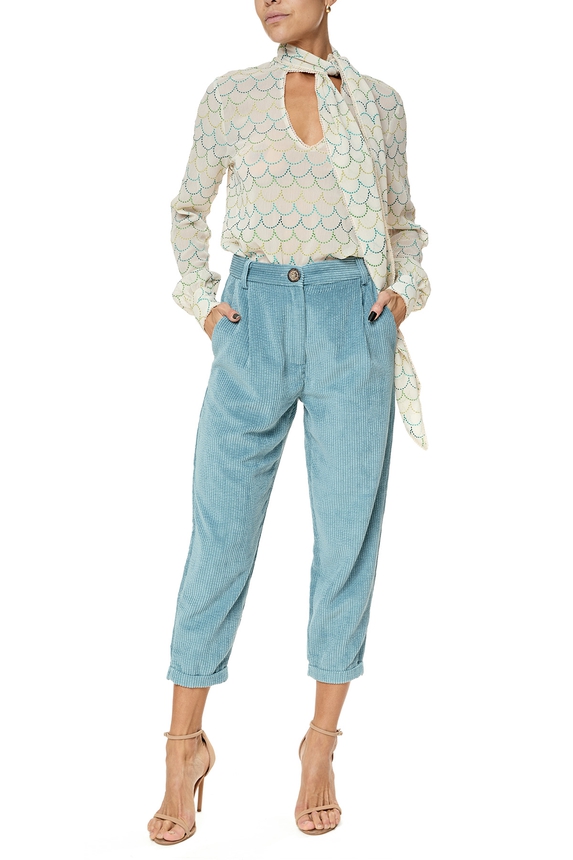 Calça Veludo Azul - DG76150 MOB