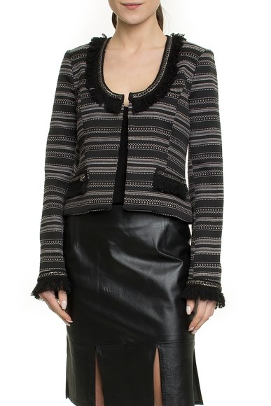 Casaco Jacquard Decote U E Bordado