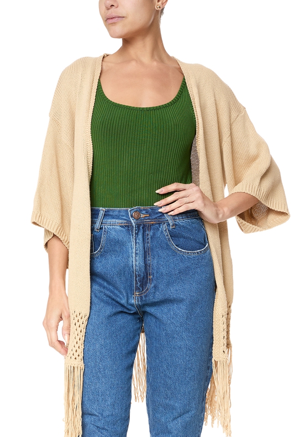 Casaco Tricot Bege - DG75754 Bobstore