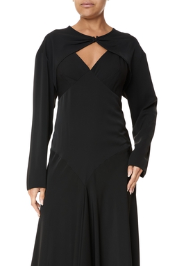 Casaqueto do Vestido Longo Cetim Preto