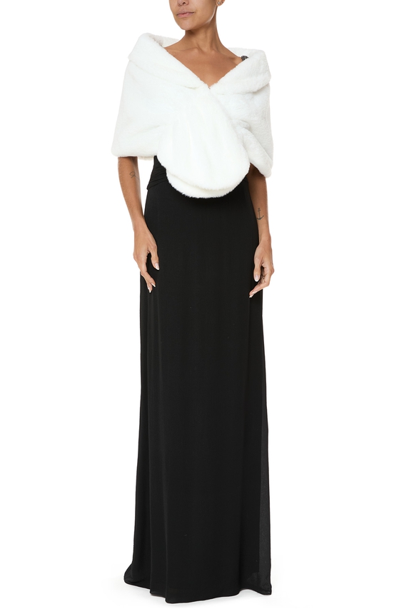 Estola Pelo Fake Branco - DG76103 Curadoria Dress & Go