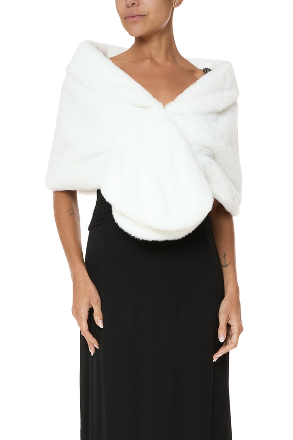 Estola Pelo Fake Branco - DG76103 Curadoria Dress & Go