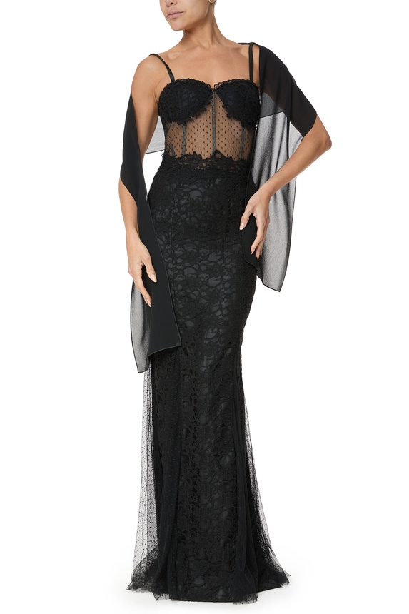 Pashmina Crepe Preto - DG55057 Curadoria Dress & Go