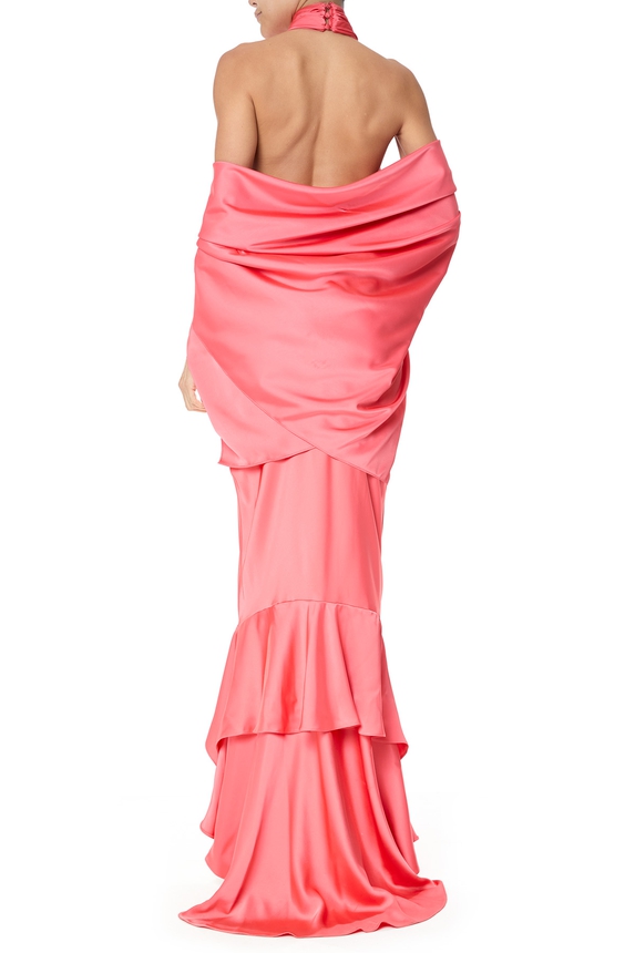 Pashmina do Vestido Longo Cetim Laranja DG75696 - DG75697 Unity Seven