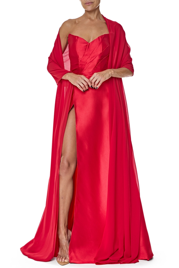 Pashmina do Vestido Longo Cetim Vermelho DG76457 - DG76458 Essential Collection