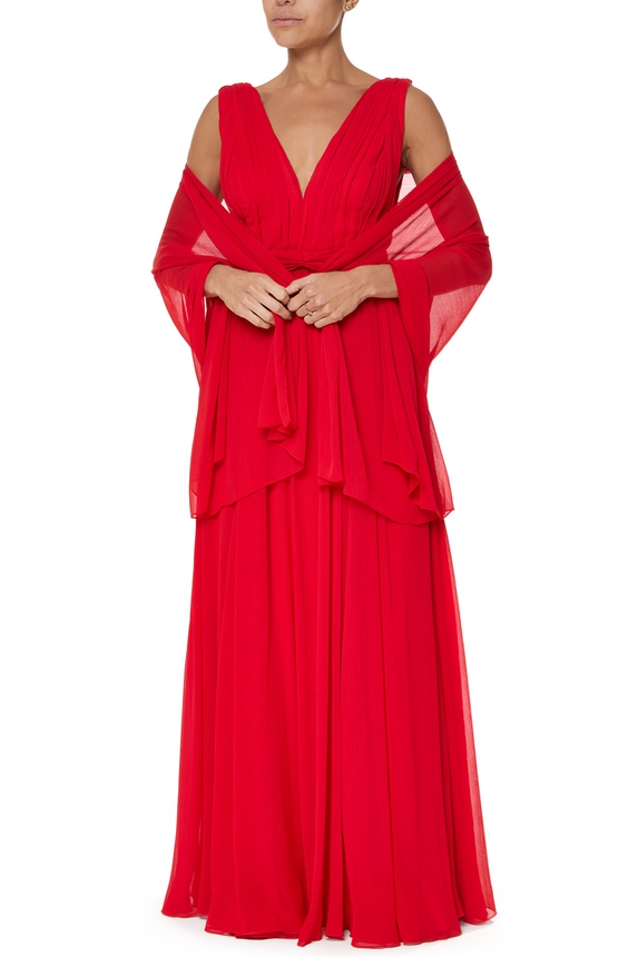 Pashmina do Vestido Longo Chiffon Vermelho DG74479 - DG74480 Le Lis Blanc