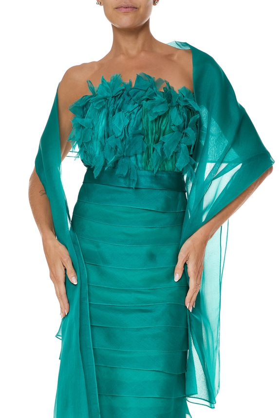 Pashmina do Vestido Longo Seda Verde DG76056 - DG76055 Prime Collection