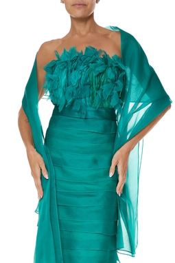 Pashmina do Vestido Longo Seda Verde