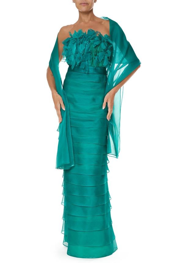 Pashmina do Vestido Longo Seda Verde DG76056 - DG76055 Prime Collection