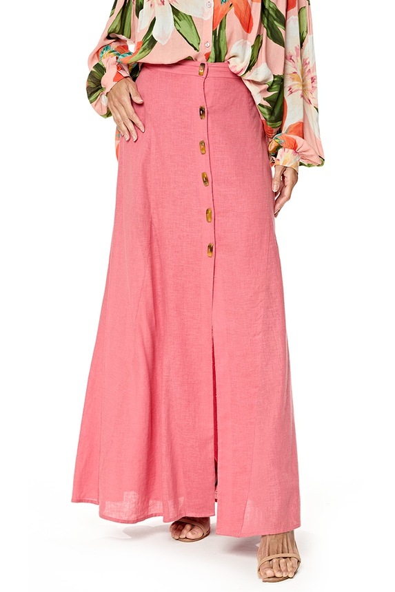 Saia Longa Linho Rosa - DG76861 Vix