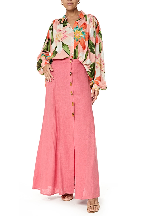 Saia Longa Linho Rosa - DG76861 Vix