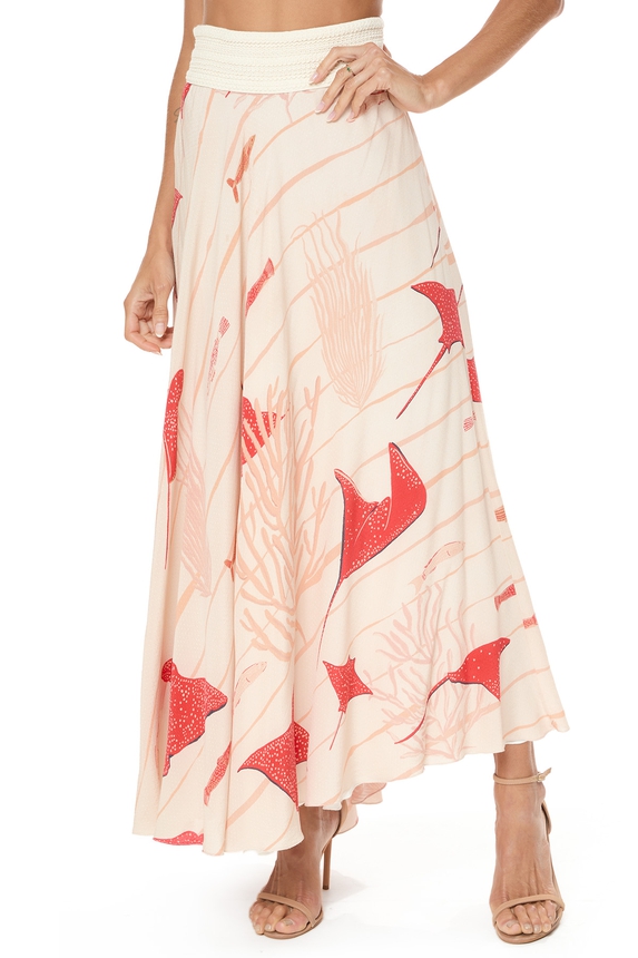Saia Longa Seda Estampado - DG76009 Le Soleil D'été