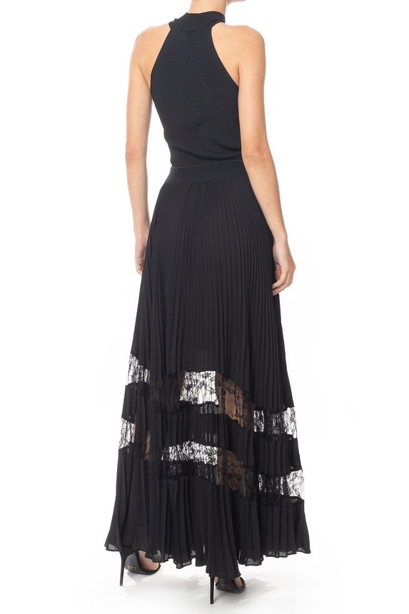 Saia Midi Chiffon Preto - DG70683 Curadoria Dress & Go