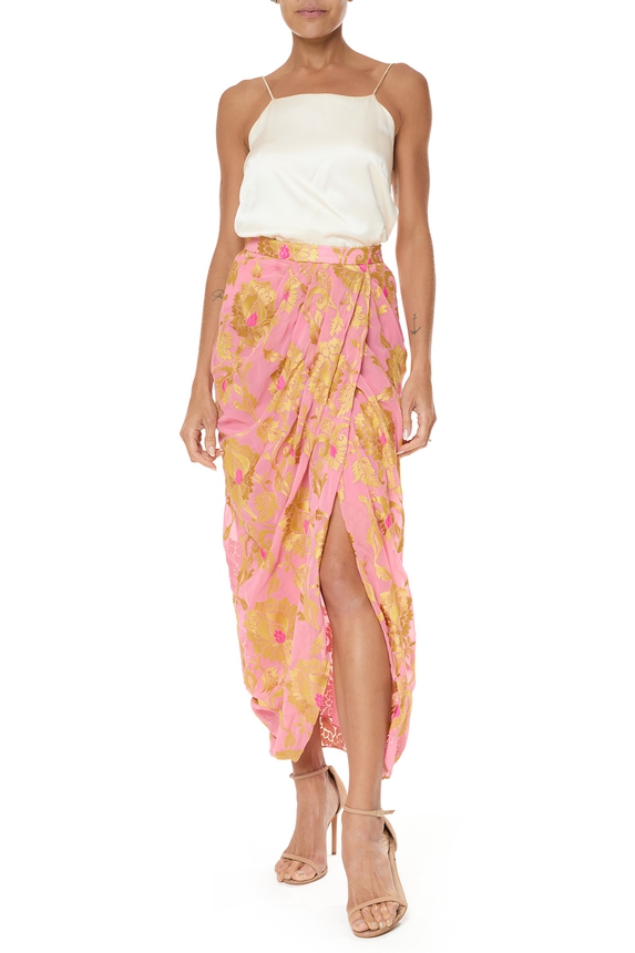 Saia Midi Crepe Estampado - DG75990 Cris Barros