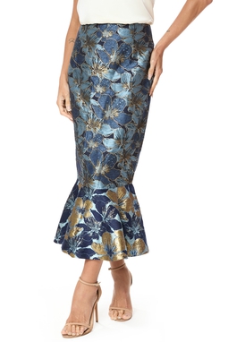 Saia Midi Jacquard Estampado