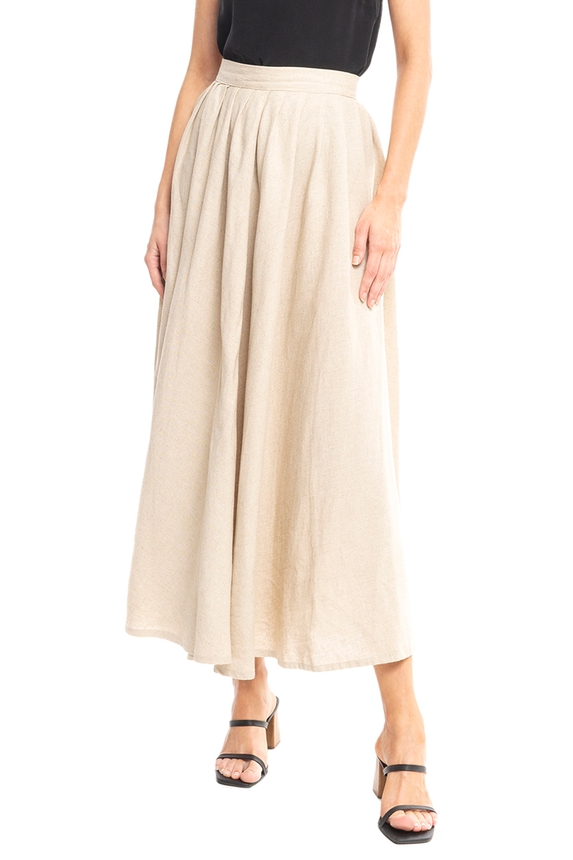 Saia Midi Linho Bege - DG43984 Letih
