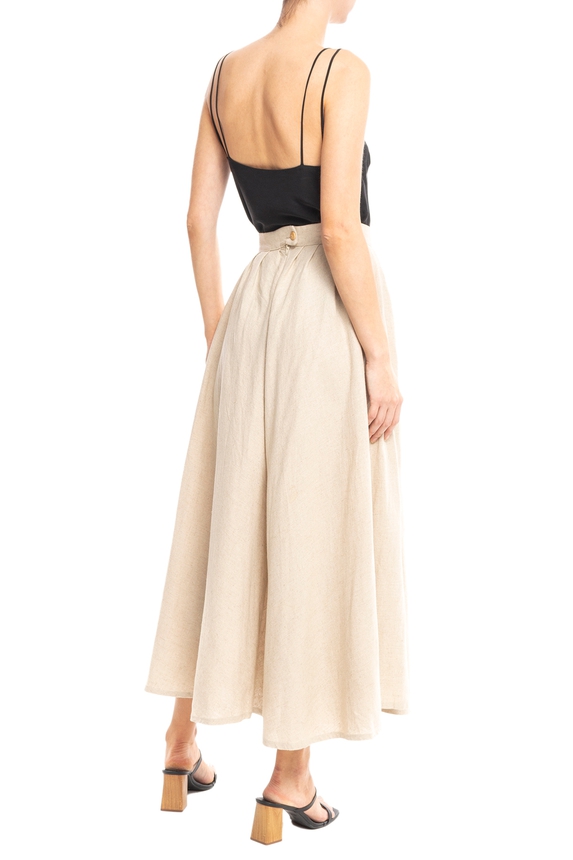 Saia Midi Linho Bege - DG43984 Letih