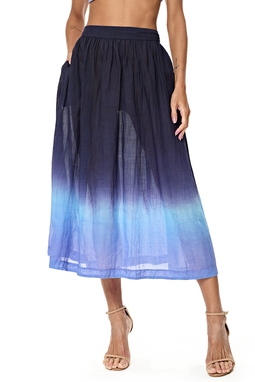 Saia Midi Linho Estampado