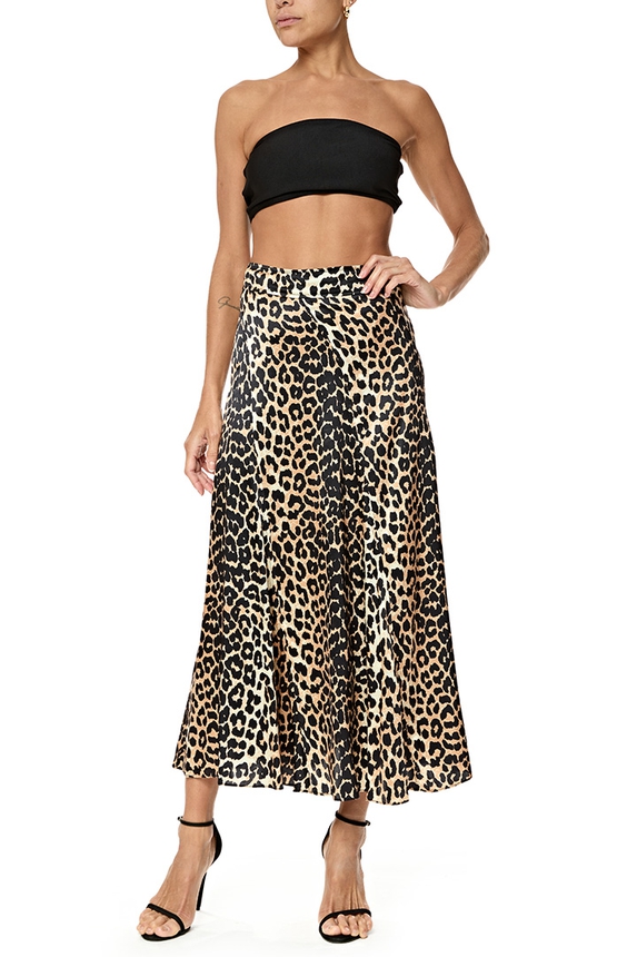 Saia Midi Seda Estampado - DG76849 Curadoria Dress & Go