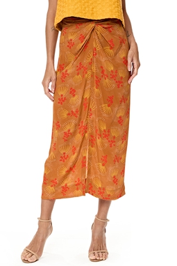 Saia Midi Seda Estampado