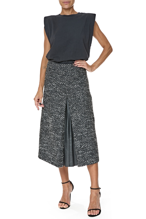 Saia Midi Tweed Estampado - DG76456 Luciana Issa