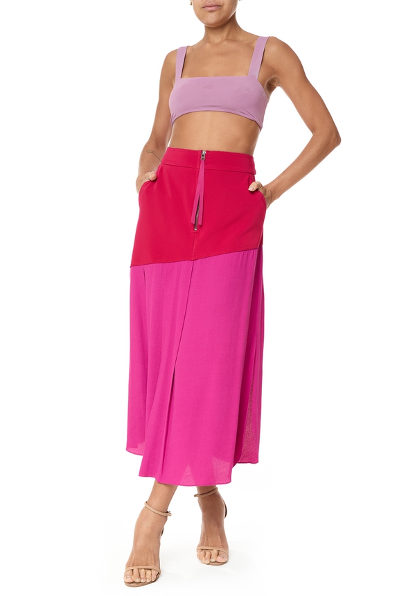 Saia Midi Viscose Rosa - DG75960 Alcaçuz