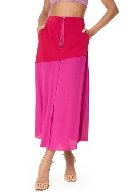 Saia Midi Viscose Rosa