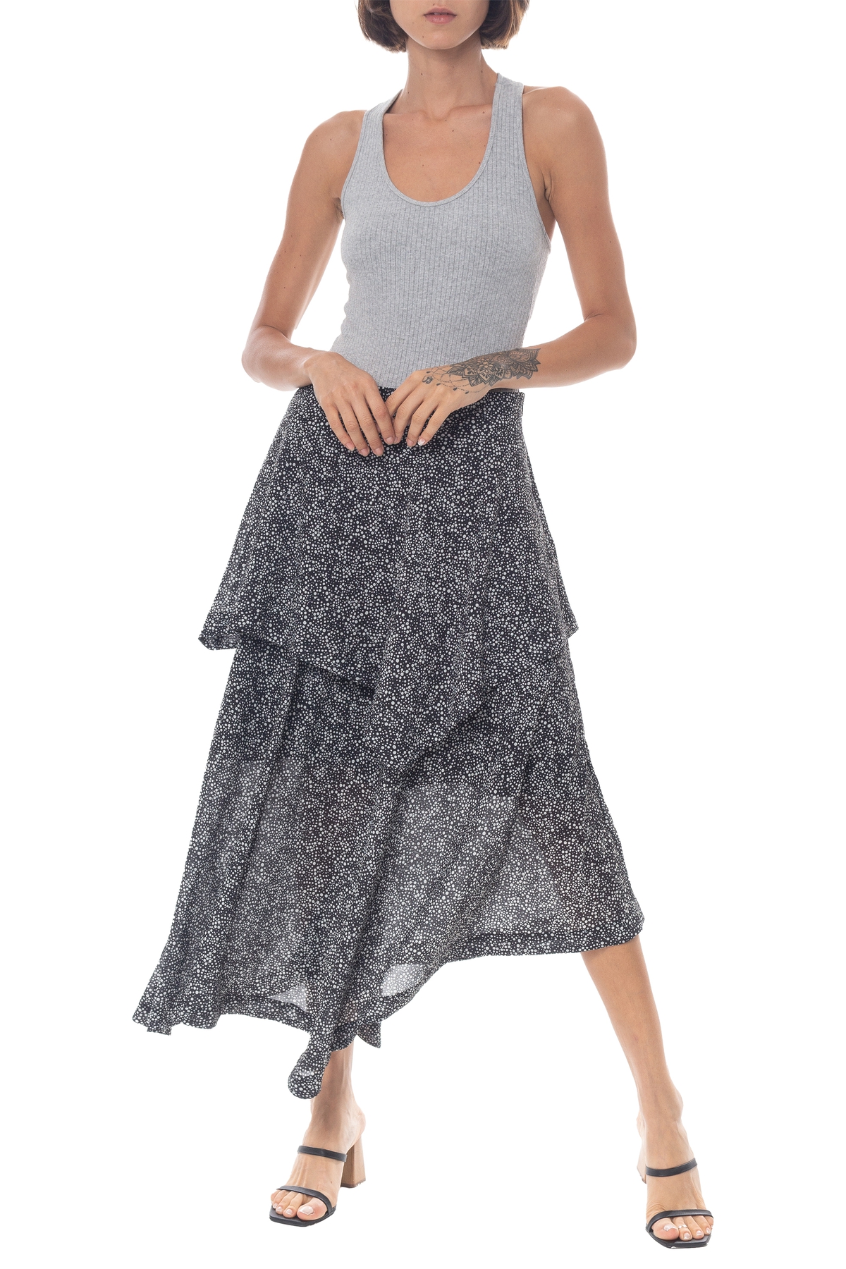Dress & Go | Saia Vally 02 2001 001 Preto C/ Poa Off White ...