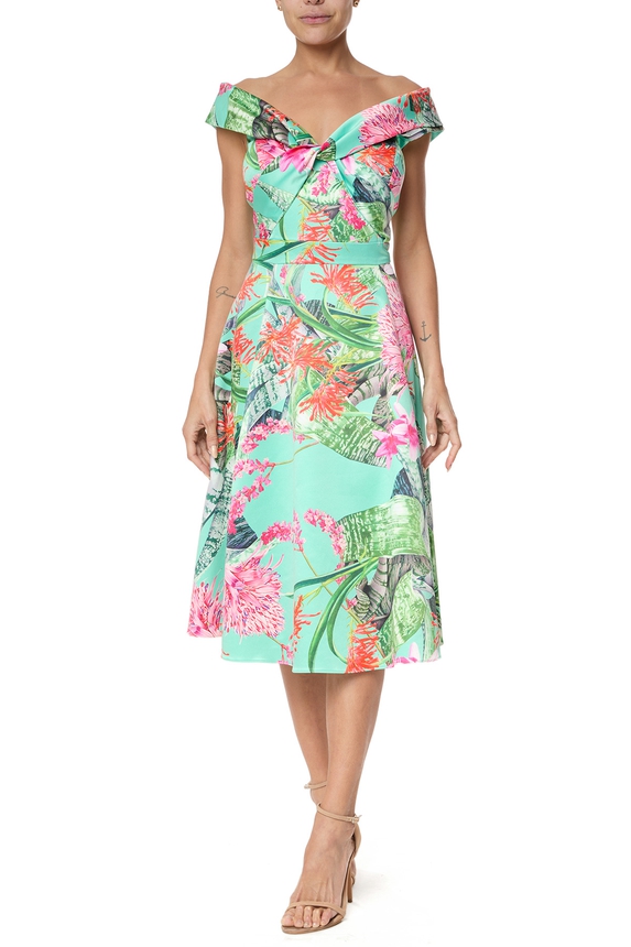Vestido Curto Cetim Estampado - DG75785 Fátima Scofield
