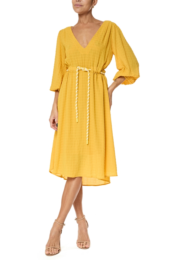 Vestido Curto Crepe Amarelo - DG76132 MOB