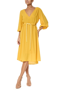 Vestido Curto Crepe Amarelo