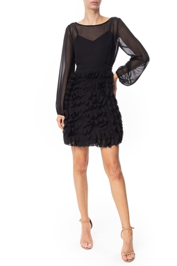 Vestido Curto Crepe Preto