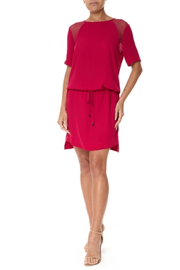Vestido Curto Crepe Rosa
