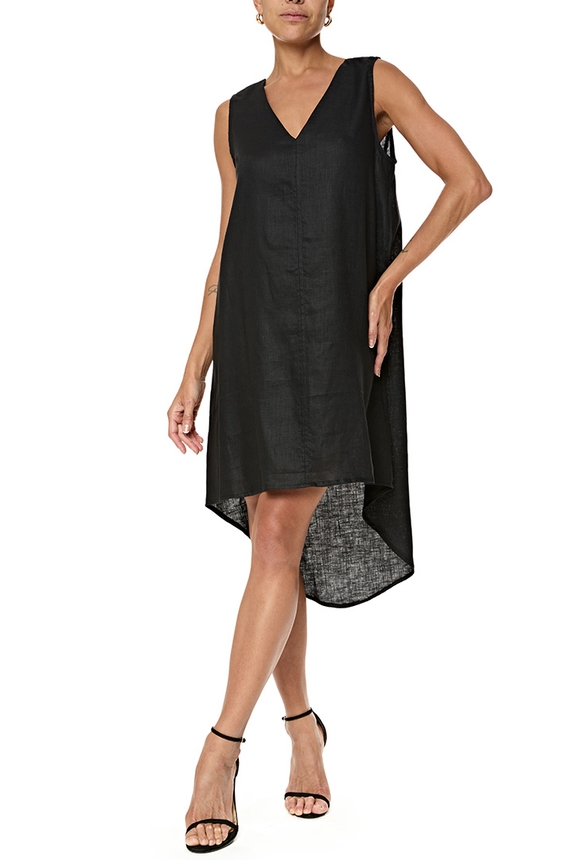 Vestido Curto Linho Preto - DG76851 Curadoria Dress & Go