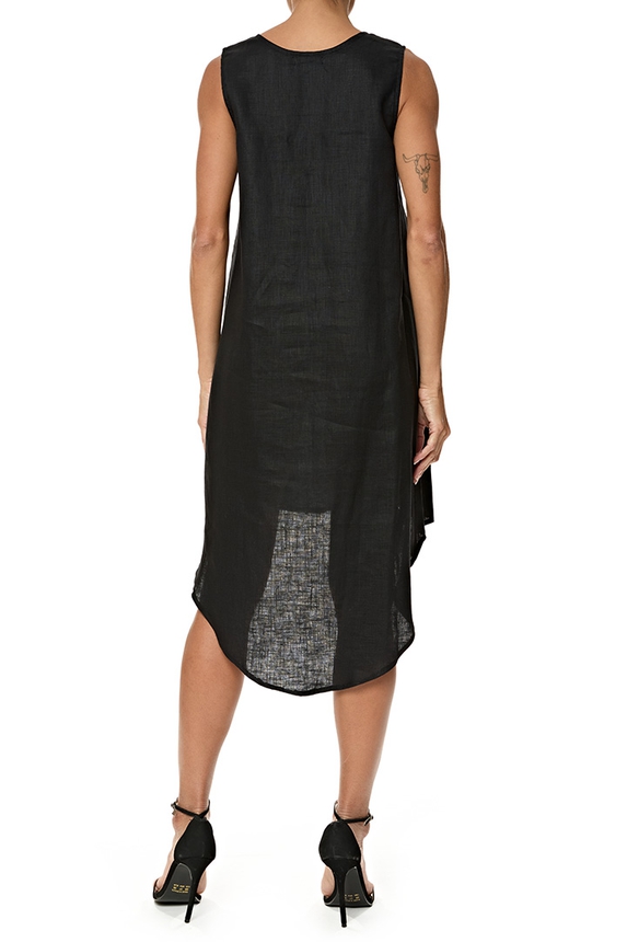 Vestido Curto Linho Preto - DG76851 Curadoria Dress & Go
