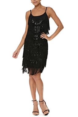 Vestido Curto Paetê Preto