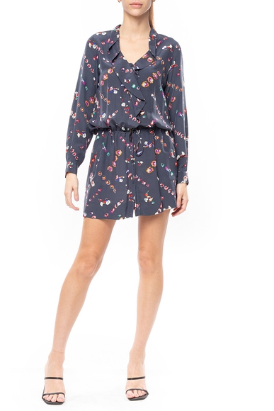 Vestido Curto Seda Estampado