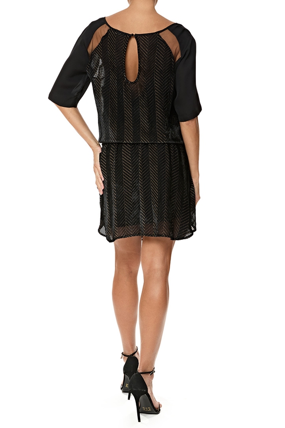 Vestido Curto Veludo Estampado - DG76788 Le Lis Blanc