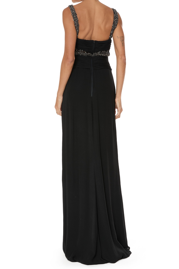 Vestido Longo Alça Preto HM - DG18873 Badgley Mischka