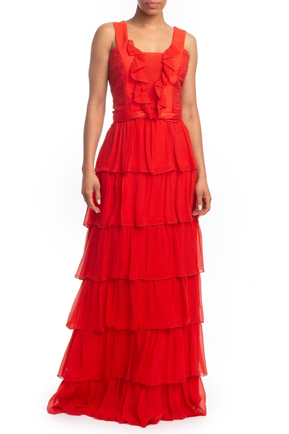 Vestido Longo Alça Vermelho HM - DG18562 Essencialle