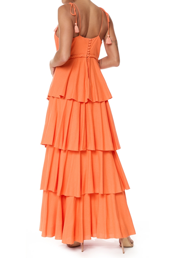 Vestido Longo Algodão Laranja - DG75809 L'Atelie